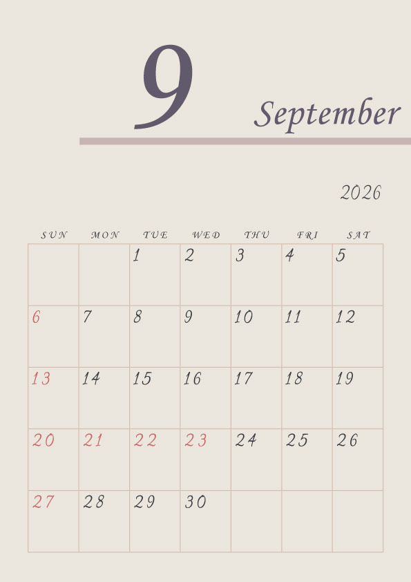 2026年令和8年年間カレンダーシンプルでおしゃれなカレンダー