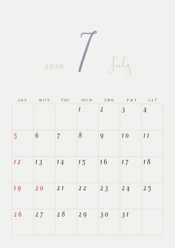 2026年令和8年年間カレンダーシンプルでおしゃれなカレンダー