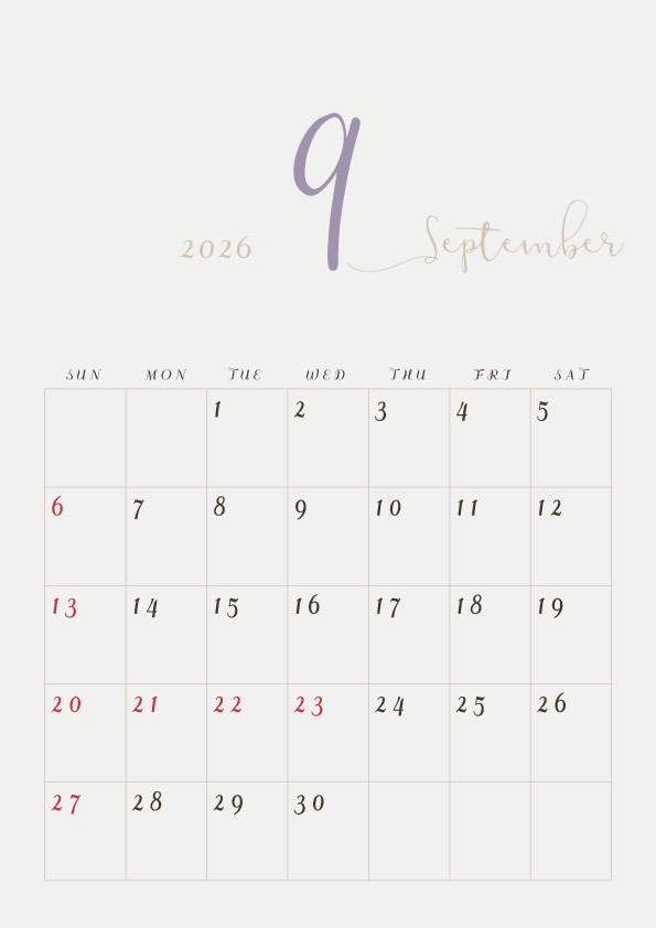 2026年令和8年年間カレンダーシンプルでおしゃれなカレンダー