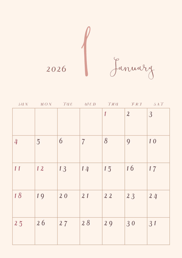 2026年令和8年年間カレンダーシンプルでおしゃれなカレンダー