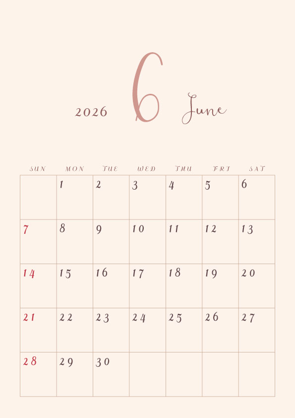 2026年令和8年年間カレンダーシンプルでおしゃれなカレンダー