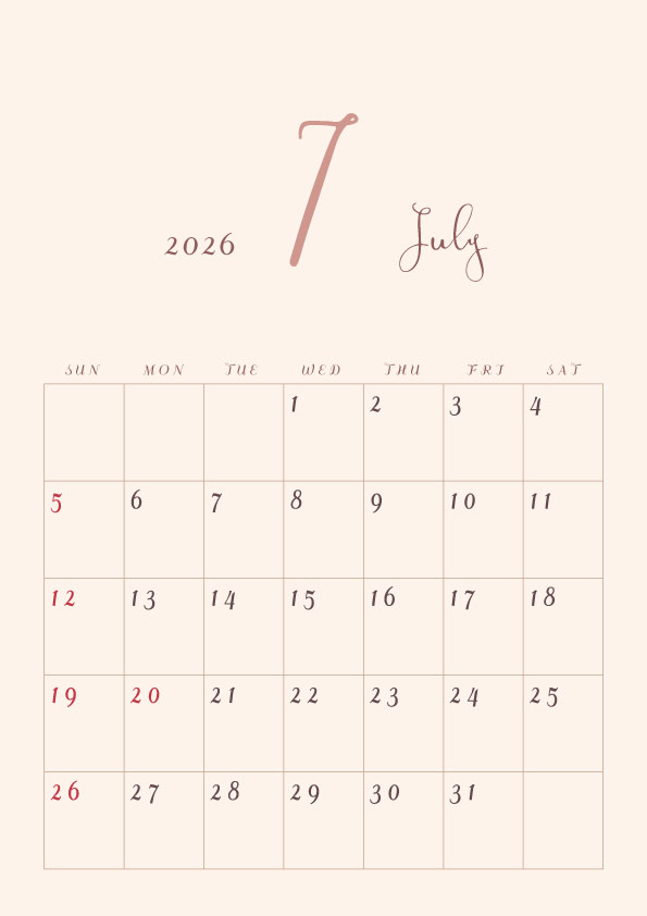 2026年令和8年年間カレンダーシンプルでおしゃれなカレンダー