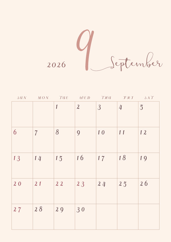 2026年令和8年年間カレンダーシンプルでおしゃれなカレンダー