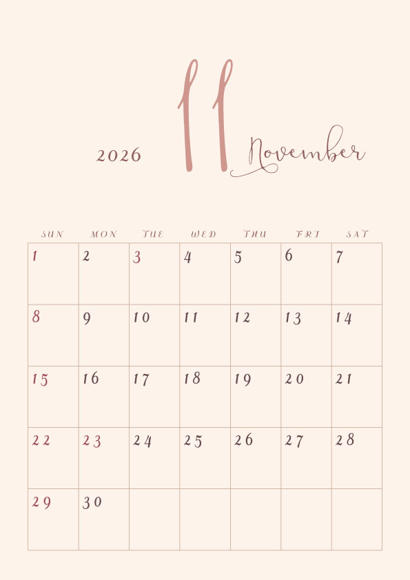 2026年令和8年年間カレンダーシンプルでおしゃれなカレンダー