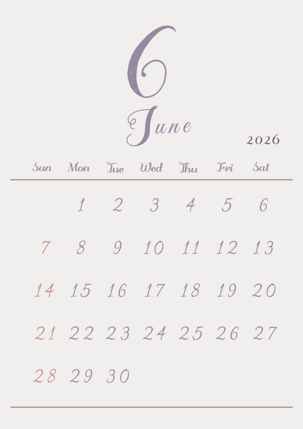 2026年令和8年シンプルでおしゃれな年間カレンダー