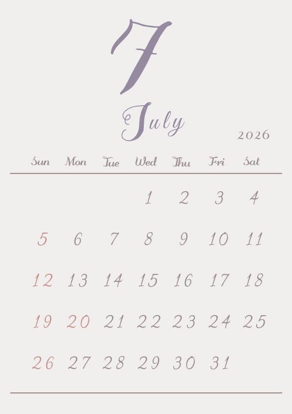 2026年令和8年シンプルでおしゃれな年間カレンダー