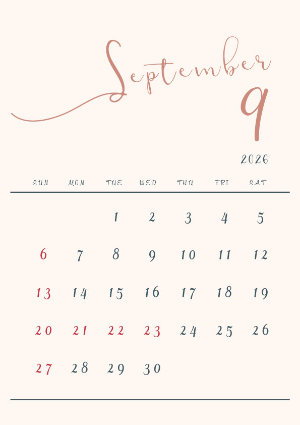 2026年令和8年シンプルでおしゃれな年間カレンダー