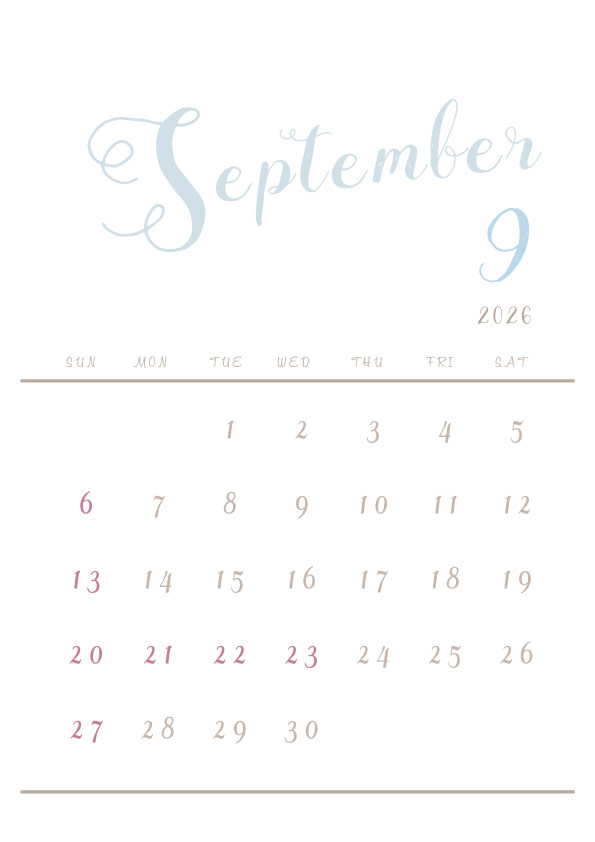 2026年（令和8年）シンプルでおしゃれな年間カレンダー